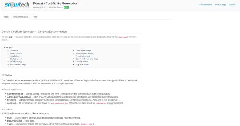 Documentation — v2.0.1 overview and administration guide